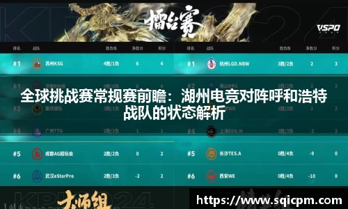 全球挑战赛常规赛前瞻：湖州电竞对阵呼和浩特战队的状态解析